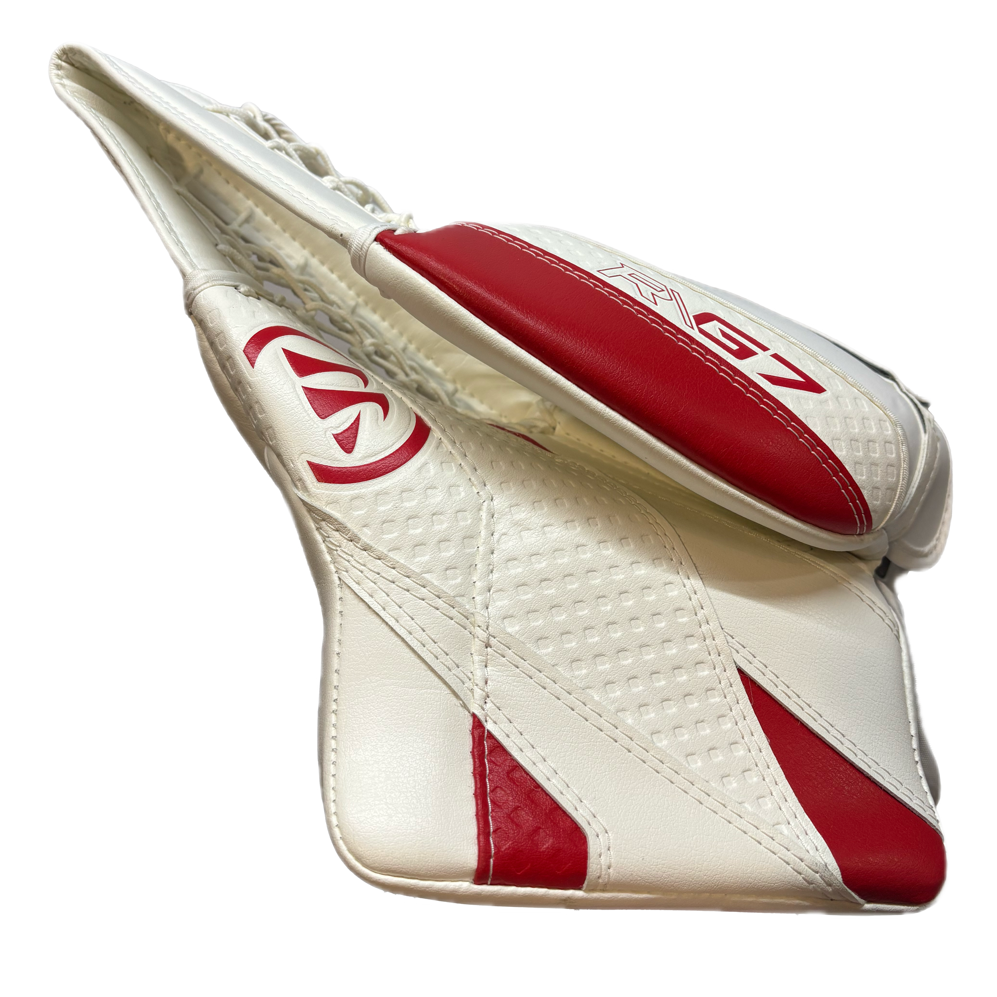 Warrior RG7 Pro - New Goalie Trapper - Intermediate (White/Red)