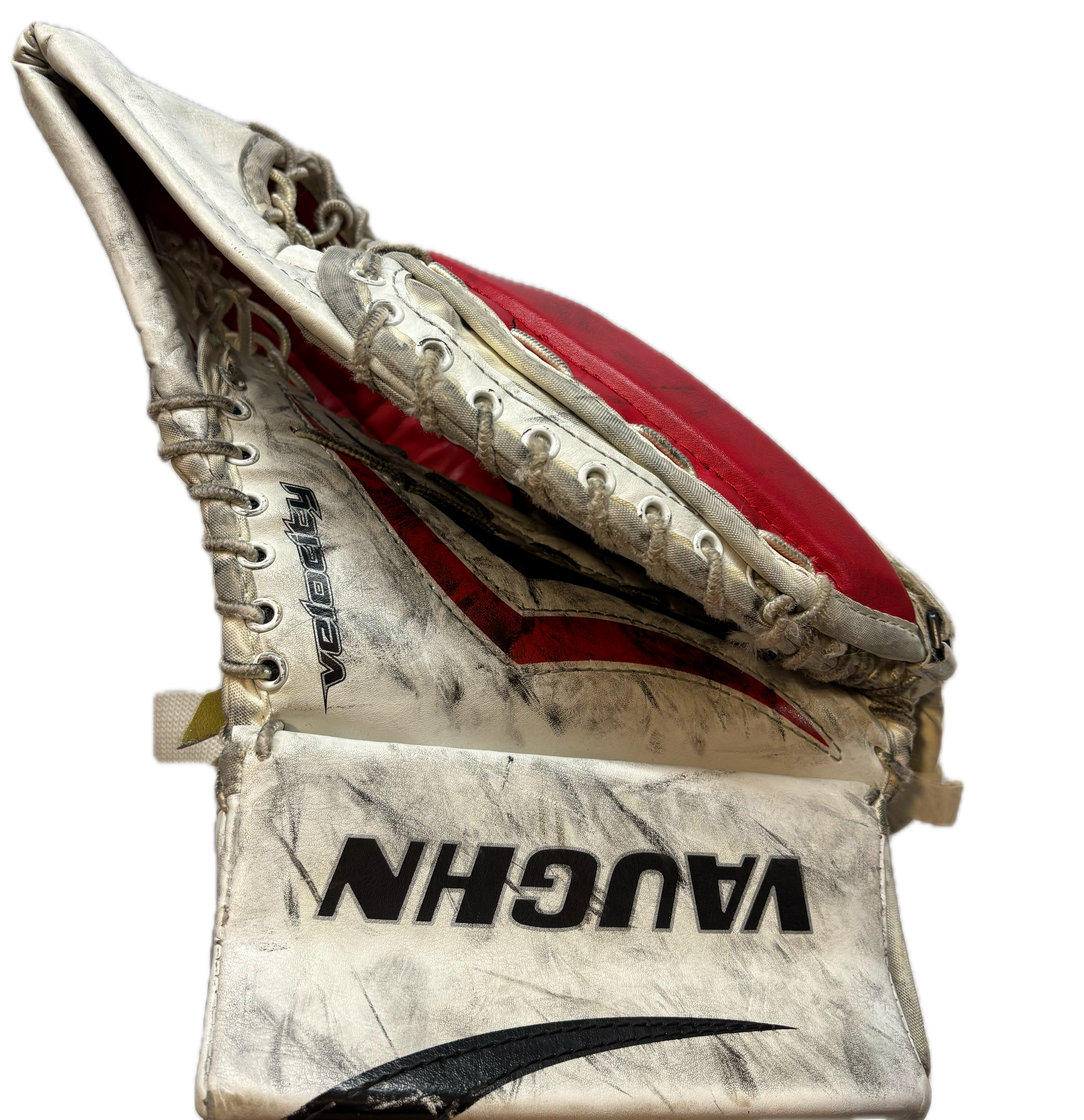 Vaughn Velocity V7 XR - Used Junior Goalie Glove (White/Red/Black)